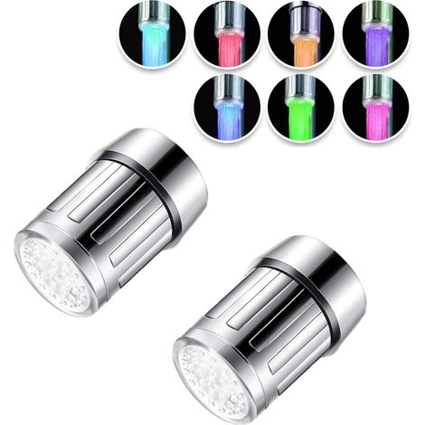 2 Pièces 7 Couleurs Changeantes de L'eau Robinet, Changer Automatiquement de Couleur, Accessoires de Robinetterie pour Cuisine et Salles de Bain (1/5)