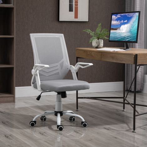 Silla de Oficina Ergonómica Silla de Malla con Altura Ajustable Reposabrazos Abatible Soporte Lumbar Transpirable para Adolescentes Adultos 62,5x55x94-104 cm Gris (1/5)