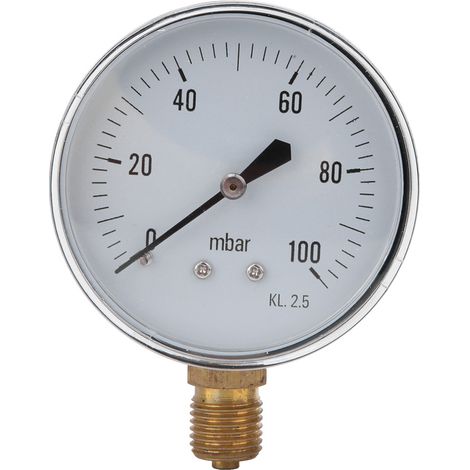 Manomètre Basse Pression 0-100mbar - Filetage 1/4 BSP - Pour Chauffage Domestique Et Industrie Minière - 1 Pièce (1/5)