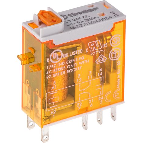 Relais de puissance Finder 46 Series, 2 RT, bobine 24V c.a. Montage sur CI 1.2W ( Prix pour 1 )