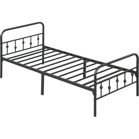 Structure de lit pliable en métal noir pour matelas 90 x 200 cm, 82,5 cm, MODENUIT (1/5)