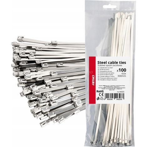 Kabelbinder aus Edelstahl, 4,6 x 300 mm, 100 Stück. (1/4)
