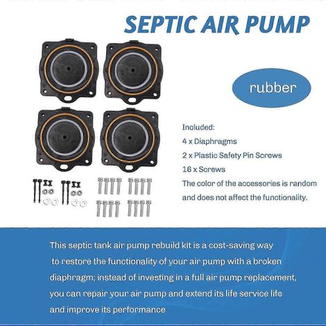 Deux kits de réparation de pompe à air, compatibles avec les aérateurs Hi Blow HP60/-80, comprenant 4 diaphragmes, des vis et des goupilles de sécurité. (1/5)