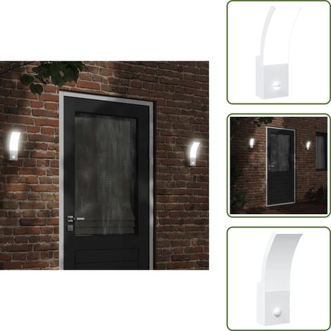 The Living Store LED-Außenwandleuchte mit Sensor Weiß Aludruckguss - LED-Lampe - Bewegungsmelder - Außenscheinwerfer - Gartenbeleuchtung - Wandleuchte (1/5)