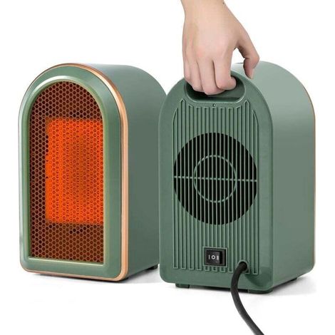 Portable electric heater, thermal ventilator with energetic heating in ceramic PTC, silent cinema heating 1200W/800W, mini plug-in heater with surge protection (1/4)