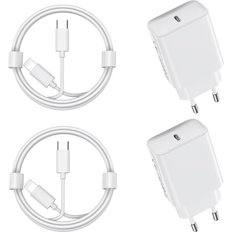 30W Chargeur USB C Rapide for iPhone 14/14/Pro/14 Pro Max/14 Plus/13 12 11 SE XR X XS 8, 2 Pack USBC Charger Prise Secteur Type C Alimentation Adaptateur et 2M Cable (1/5)