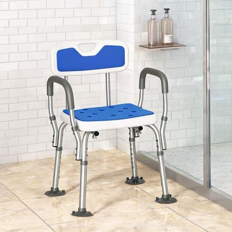 Chaise de douche en aluminium avec accoudoirs et dossier albastru (1/5)