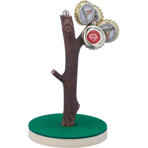 Relaxdays Kronkorkenbaum, Trinkspiel & Kronkorkenhalter, HxD 14 x 9 cm, Männer Geschenk, 2 Magnete, Bierdeckelbaum, bunt