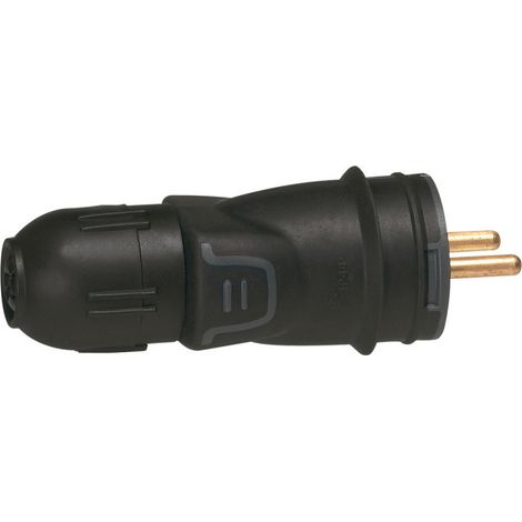 Legrand – Fiche mâle 2P+T 16A caoutchouc – Connexion auto – IP 44 – IK 08 – Câble Ø3.5 – 50440 (1/4)