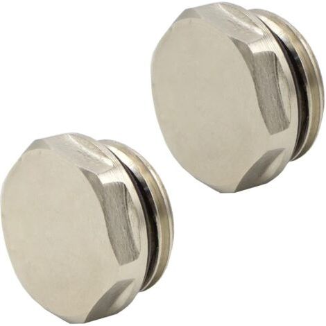 QORVA-Lot de 2 bouchons d'obturation pour radiateur et distributeur 1/2", auto-scellant, en laiton nickelé (1/5)