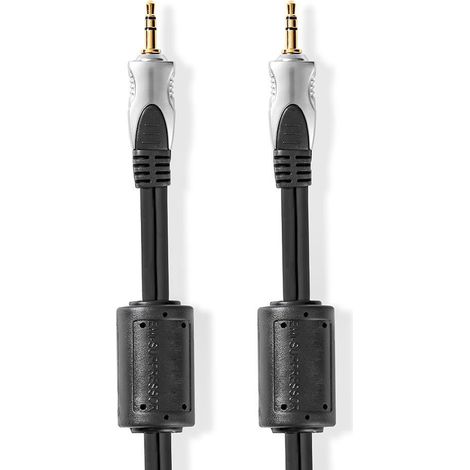 Cable estéreolux Pasador de 3,5 mm Pasador de 3,5 mm Guldplaterad 5,00 metros Redondo Antracita Mejillón (1/3)