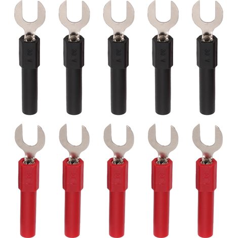Connecteurs électriques Y et U 10 pièces, fiche banane PVC laiton 6mm/0.2in trou type Y, 4mm/0.2in trou type U, max 10A. (1/5)