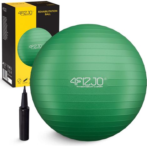 4FIZJO Palla da ginnastica gonfiabile per esercizi 75cm verde (1/5)