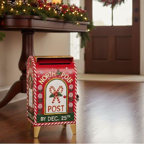 Cassetta per le lettere rossa come decorazione natalizia da 21x17x36 (1/4)