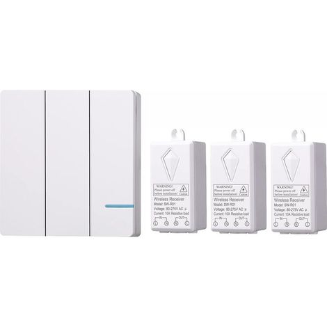 Kit De Commutateur De LumièRe Sans Fil - Interrupteur Mural TéléCommandé Idéal Pour Lampes D'Intérieur, Sans Câblage, étanche à L'eau IP54 Et Allant Jusqu'à 100 Pieds (1/5)