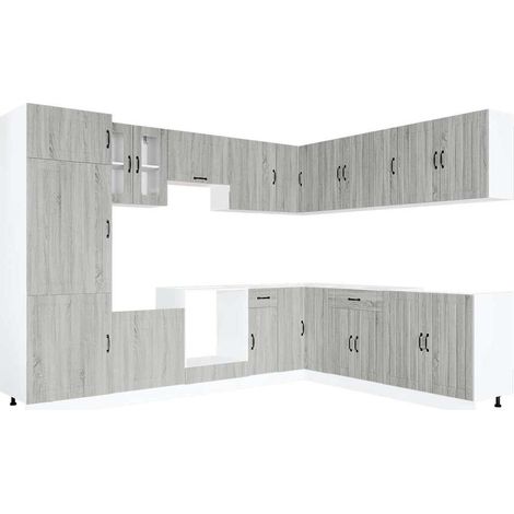 Maison Exclusive - Set Mobili da Cucina 14 pz Lucca Grigio Sonoma in Truciolato