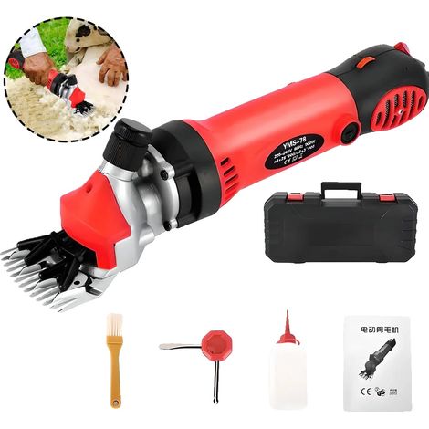 Máquina de esquilar lana, 6 velocidades, cuchilla de acero de alto carbono, color rojo. (1/2)