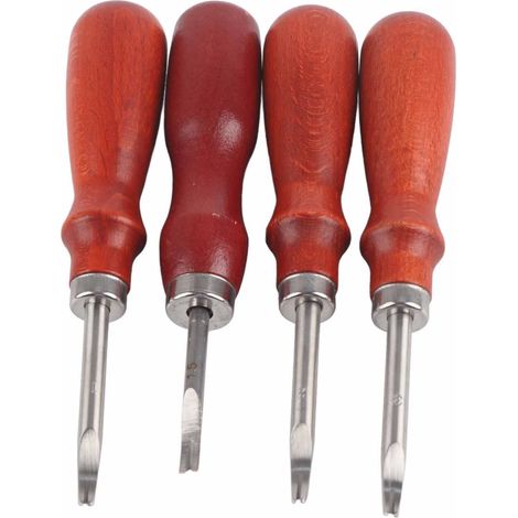 4-teiliges Set Lederkantenschleifer, Lederkanten-Fasenmesser, Messerschärfer, handgefertigtes DIY-Lederwerkzeug, Lederkanten-Abschräger (1/5)