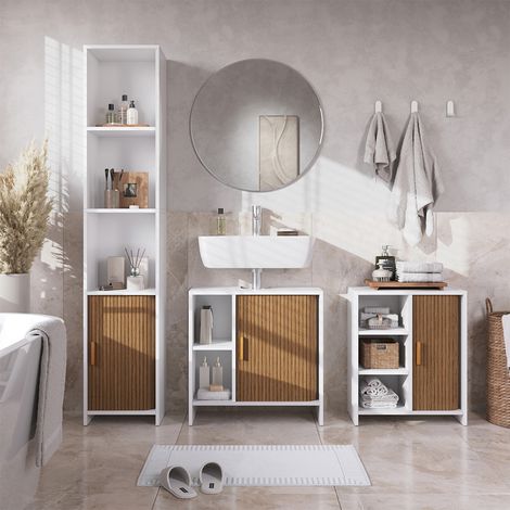Set di mobili da bagno Norea, Rovere/Bianco, Set da 3 pezzi, Vicco (1/5)