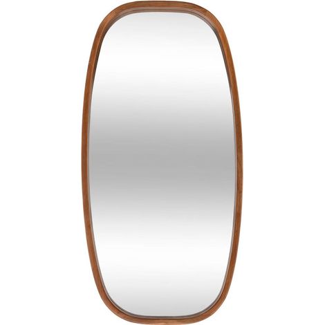 Atmosphera – Miroir mural ovale 80cm marron – MDF et acier – Fixation 3 crochets – Orientation verticale/horizontale
