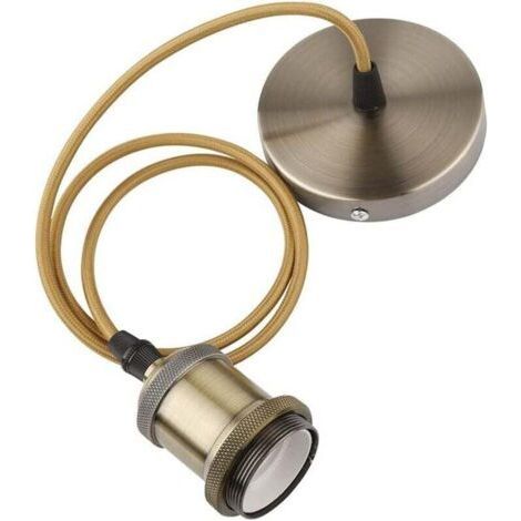 E27 Socket - Lampada a sospensione in antique style - Lampada a sospensione retro vintage - Cavo intrecciato - Bronzo (1/4)