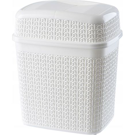 KADAX Kosmetikeimer aus Kunststoff, Abfalleimer mit Schwingdeckel, 5L, weiß (1/5)
