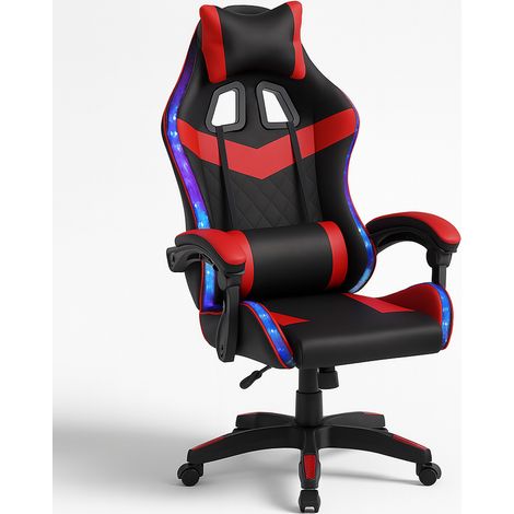 Sedia Gaming da Scrivania Rosso e Nera con Led RGB Altezza Regolabile 106-116cm (1/5)