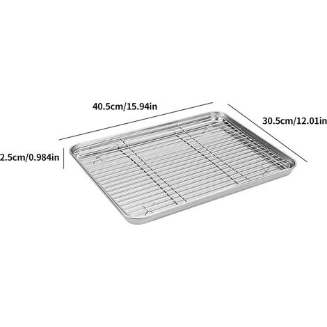 Backblech aus Edelstahl mit Kühlgitter, 40 x 30 x 2,5 cm, für Backofen und Grill (1/5)