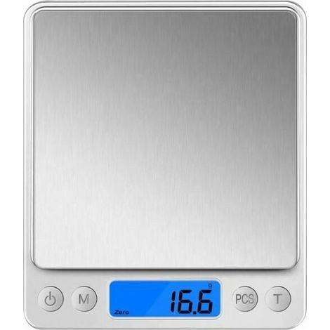 Balance Cuisine, Electronique Balance de Précision 0.1g /3kg, Petite Balance de Bijoux avec Fonction Tare et PCS, Balance Alimentaire pour Cuisson, Cuisine, café avec Plateaux (1/5)