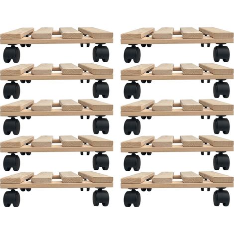 10x Rolluntersetzer eckig Pflanzenroller 30x30 cm - max. 120 kg Traglast - aus Buchenholz - Stabil & robust - Für Pflanztöpfe, Möbel & schwere Gegenstände (1/5)