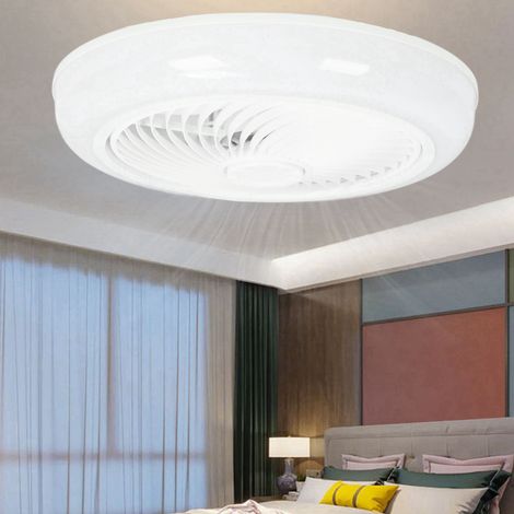 Wuji 46 Unsichtbarer Deckenventilator mit weißem Streifen, mit Macaron LED-Beleuchtung, 110-265V, für Schlafzimmer, Esszimmer oder Kinderzimmer. (1/5)