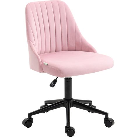 Vinsetto Velvet Office Chair with Adjustable Height and Wheels, Pink (1/5)