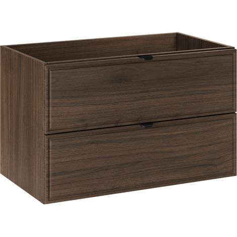 Meuble sous vasque 80cm Salle de Bain à 2 tiroirs - L 80 x P 46 x H 50 cm - Caldera Foncé - Livraison gratuite