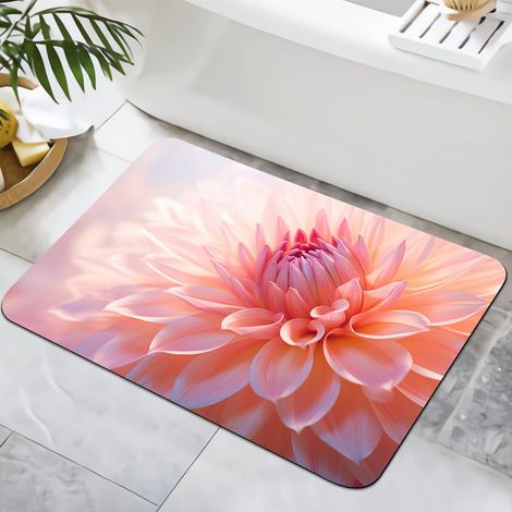 Tapis de bain antidérapant 40 x 60 cm - Lavable - Séchage rapide - Pour douche, baignoire, décoration WC (fleurs 1) (1/5)