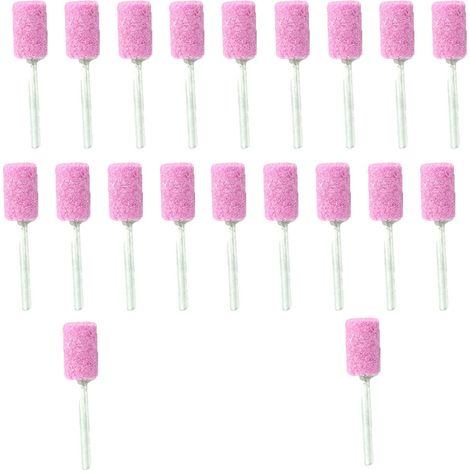 Lot de 20 - Meule - Pierre abrasive - Pour bois métal plastique - Polissage ébavurage - Rose argent - 5 mm x 3 mm (1/5)
