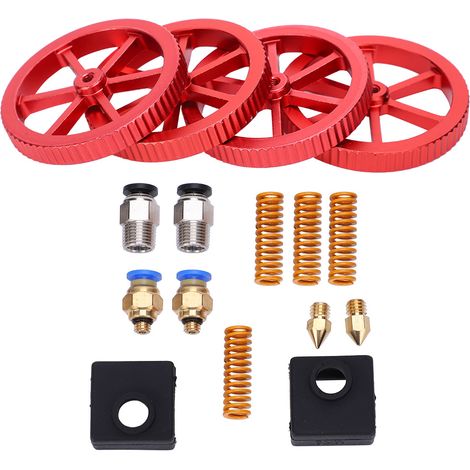 Kit de mise à niveau pour extrudeuse d'imprimante 3D : écrou de nivellement à visser, ressorts et amortisseurs rouges (1/5)