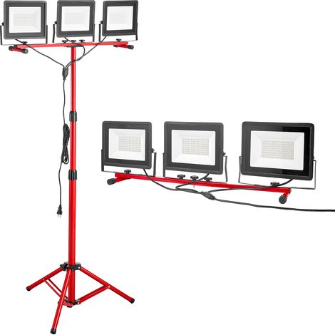 Mophorn Luz de Trabajo LED con Trípode, 15 000 Lúmenes, 3 Cabezales con Interruptores Independientes, Soporte Ajustable y Cable de 3,3 m, Ideal para Obras y Resistente al Agua IP65