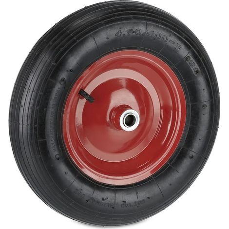 Roue de brouette pneumatique 4.80 4.00-8 Jante en acier Capacité 120 kg Diamètre interne 2 cm Longueur moyeu 9 cm (1/5)
