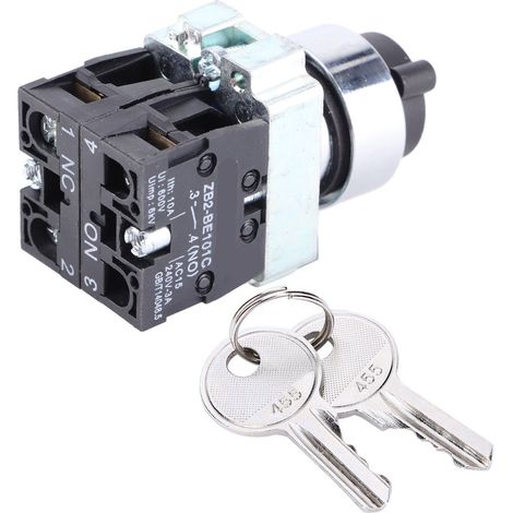 Commutateur à clé à 2 positions, verrouillage électrique à réarmement automatique, conversion, verrouillage par rotation + clé ZB2-BE101 ZB2-BE102C (1/5)