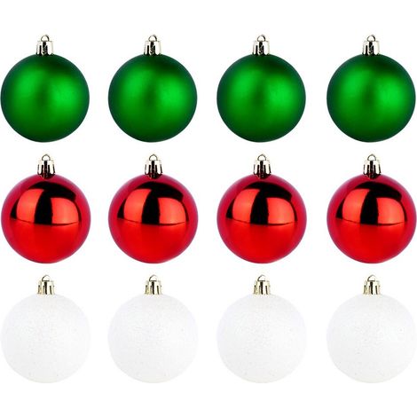 12er-Set bruchsicherer, bunter Weihnachtskugeln (1/4)