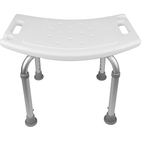 Aqrau Chaise de douche courbée à hauteur réglable 51 39 60.5cm (avec trou de douche) (1/5)