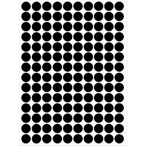 1 feuille/140 cache-vis autocollants, diamètre 12 mm, en PVC, noirs. (1/4)