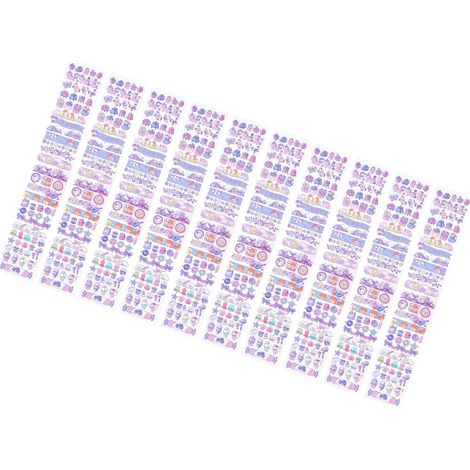 Lot de 10 feuilles ruban adhésif PET bande décorative autocollants mignons dessin animé pour calendrier Type 9 (1/5)