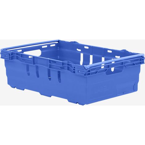 Caisse ajourée emboîtable, empilable sur barres 600 x 400 x 199 mm - 35 L – bleu - Gilac