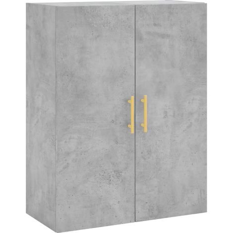 Mobiletto a muro pratico ed elegante di design per riporre oggetti 69,5 x 34 x 90 cm realizzato in legno composito color grigio cemento 020048578