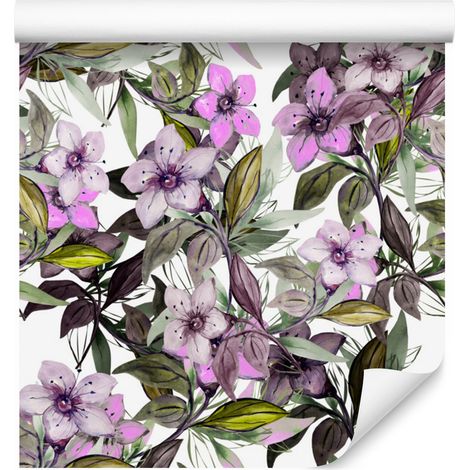 Papel pintado de flores en acuarela para salón y dormitorio, 50x1000 cm. (1/5)