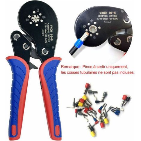 Pince À Sertir - Tube Cosse - Capacité 0 08 À 16 Mm² - Usage Électronique Automobile Électrique - 1 Pièce (1/4)
