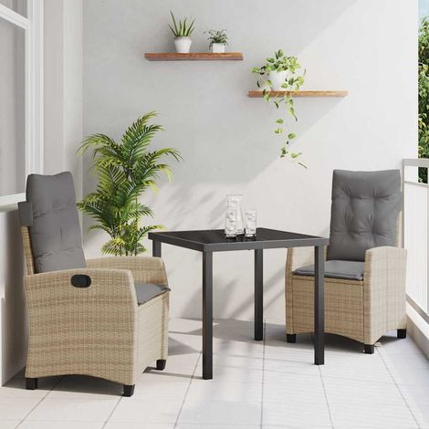 Ensemble de salle à manger pour jardin 3 pcs-Salon de jardin Beige polyrotin 673796 (1/5)