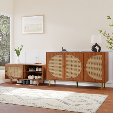Möbel Sideboard Aufbewahrung Rattan Walnuss OKMYHOME (1/4)