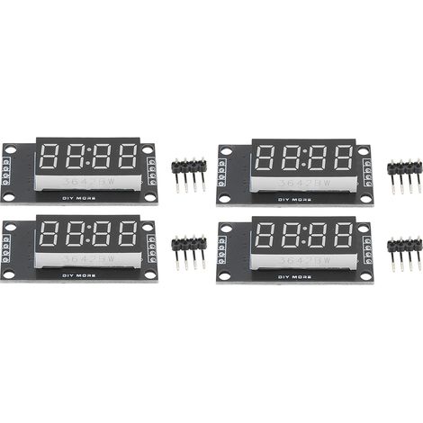 4 Sets Digital Tube Display Module LED 4 Digit 7 Segment 0.36in TM1637 Drive Chip Green MRA110J